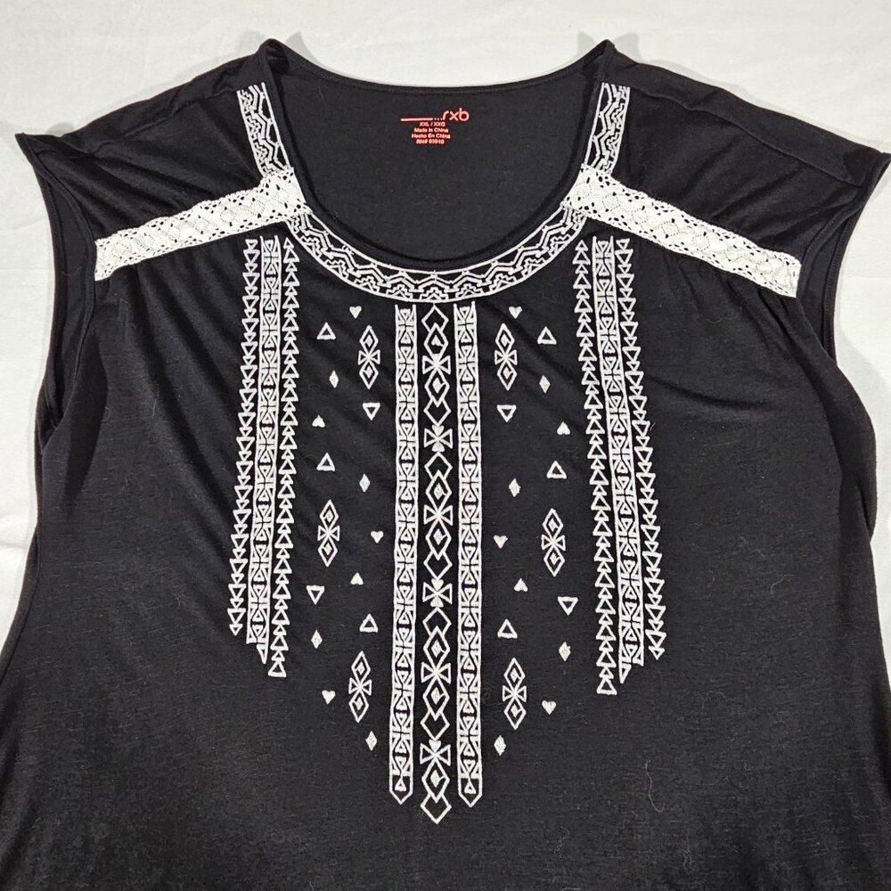 RXB Ladies Sleeveless Shark Bite Tunic Top Black & White Size XXL - NWOT - Picture 4 of 8
